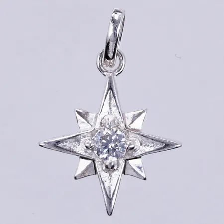 Hänge med vit sten, Ø 10mm, 925/1000 silver Vikt: 1,1 g