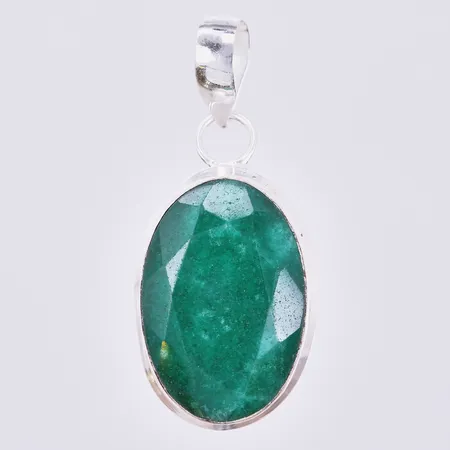 Hänge med grön sten, längd: ca 5cm, bredd: ca 22mm, höjd: ca 9mm, 925/1000, silver, vikt. 13,5g Vikt: 13,5 g