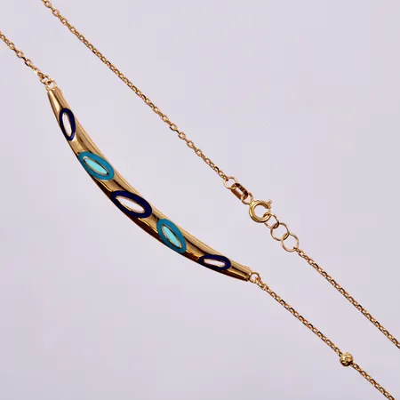 Collier med emalj, 43cm, längd ca 1-5mm, 21K Vikt: 5,4 g