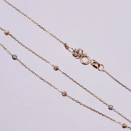 Collier längd ca 44-46cm, bredd ca 1mm, 14K Vikt: 2,4 g