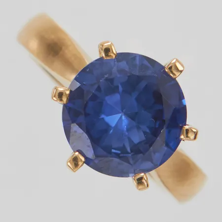 Ring, syntetisk safir 10mm, Ø16¾, bredd:2,8-12mm,  Vikt: 7,3 g