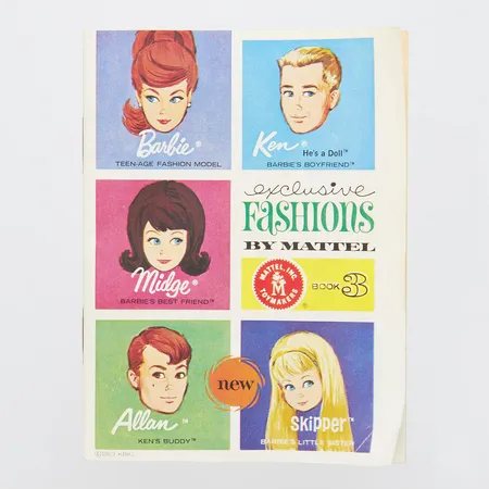 Barbie, booklet, 10x75cm, innehåller katalog över kläder och dockor tillverkade av Mattel. Vikt: 0 g