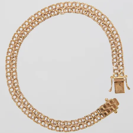 Armband, dubbel Bismarck, längd:18,5cm, bredd:6mm, defekt, 18K. Vikt: 7 g