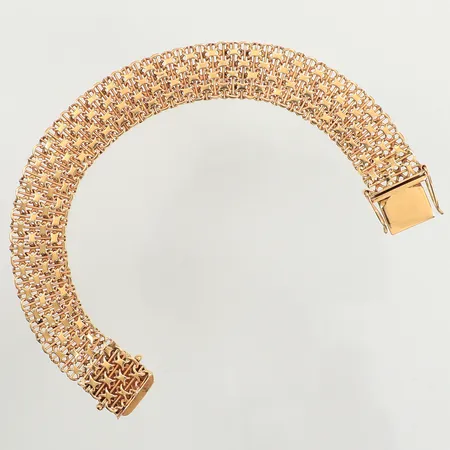 Armband X-länk med stav, längd 19cm, bredd 14,1mm, Nyckel-Guld Leif Johansson Firma, år 1963, 18K Vikt: 26,1 g