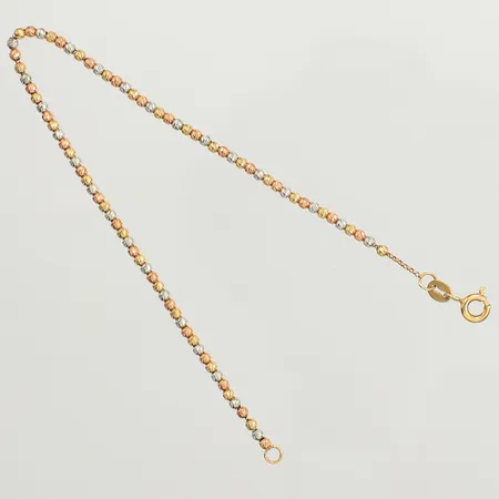 Armband Kullänk, längd 17cm, bredd 1,8mm, trefärgat, 18K Vikt: 2,2 g