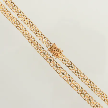 Collier, doserad X-länk med stav, längd 45,5cm, bredd 5,7-6,6mm, 18K Vikt: 17,6 g