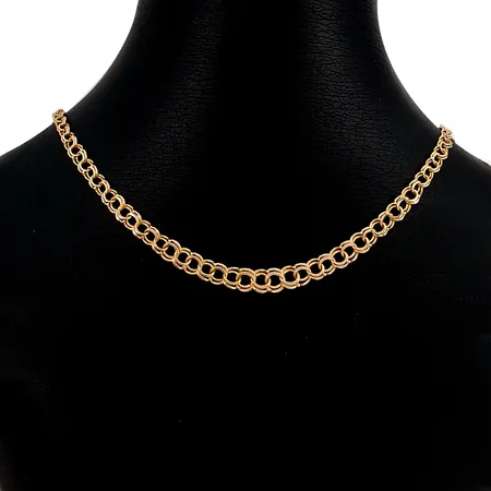 Halskedja Bismarck, 18K guld, doserad modell, otydliga stämplar, längd 45,5 cm, bredd 3 - 6,3 mm, fint skick Vikt: 9,5 g