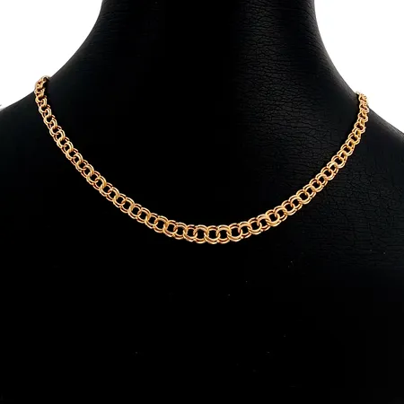 Halskedja Bismarck, 18K guld, doserad modell, Clareus Guldsmeds Ab (CGAB), Stockholm, svensk kontrollstämpel, längd knäppt 45,0 cm, bredd 3,5 - 5,5 mm, mycket fint skick Vikt: 11,7 g