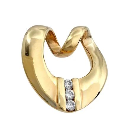 Hänge Hjärta, 14K guld, Cubic Zirconia, storlek 17x18 mm, fint skick, stenar utan anmärkning Vikt: 2,7 g