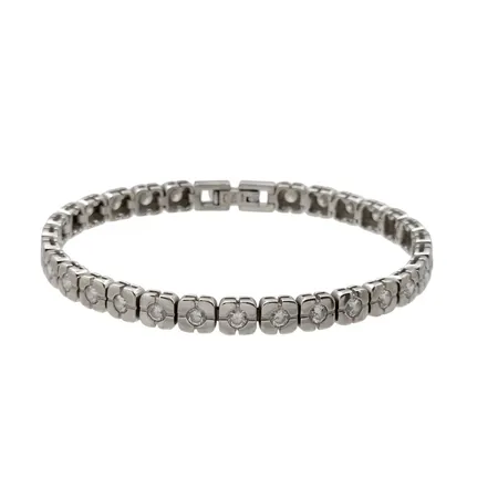Armband, silver 925/1000, vita stenar, längd 18 cm, bredd 5,5 mm, uppbyggnad 3 mm, tillverkare JKa - ALLOY, stenar utan anmärkning, mycket fint skick  Vikt: 16,2 g