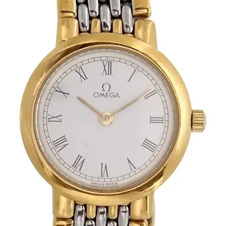 Damur Omega De Ville, doublé, Ø22 mm, quartz - nytt batteri, kaliber 1458, referensnummer 795.0897, viklås, handledsmått max 15,5 cm, fint använt skick 