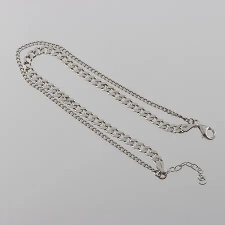 Länk dubbel Pansar, längd ca 25cm + 5cm, silver  Vikt: 18,6 g