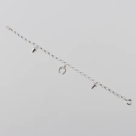 Armband ärtlänk med berlocker 3st, längd 14,5cm, silver 835/1000 Vikt: 2,2 g