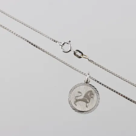 Kedja Venezia 46 cm med hänge " Lejon" diameter 16mm, silver  Vikt: 4,4 g