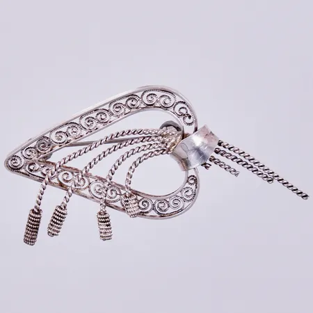 Brosch, hjärta, längd: ca 7,5cm, bredd: ca 35mm, 925/1000, vikt: 8,9g Vikt: 8,9 g