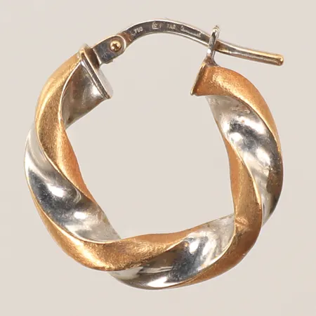 Udda örhänge, tvåfärgat, Ø 2cm, bredd 3mm, 18K, 1g Vikt: 1 g