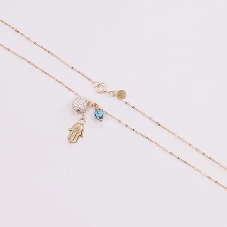 Collier, 38cm, vita stenar/turkos, 18K 1,1g.