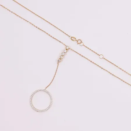Collier, 42cm, hängdel ca 6,5cm, vita stenar, 18K 4,1g.
