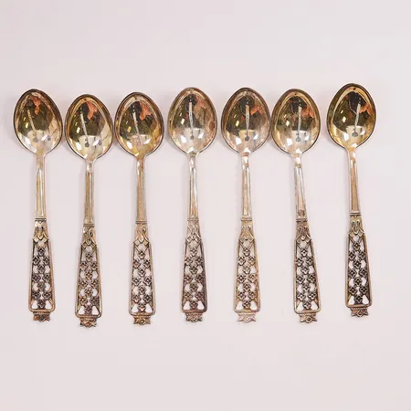 6 Kaffeskedar, 10,5cm, 830/1000 Silver 58,9g.