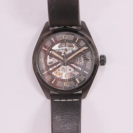 Herrur Hamilton Khaki Field, 41mm, svart stål, automatisk, H725850, box, ytterkartong, manual.