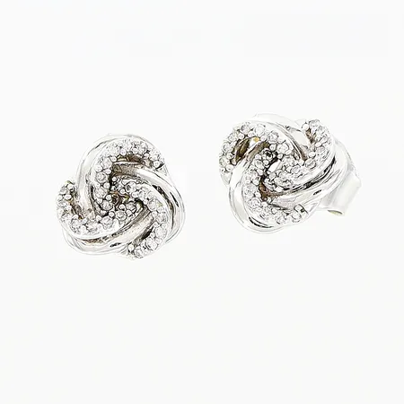Ett par örhängen, knutar 7x7mm, diamanter ca 48 x ca 0,005ct, 8/8-slipade, GHA, vitguld 18K Vikt: 1,9 g