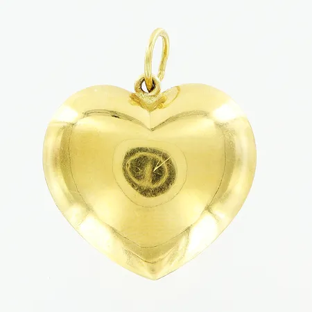 Hänge, hjärta, 30x25mm, ihåligt, buckligt/repigt, 18K. Vikt: 2,5 g