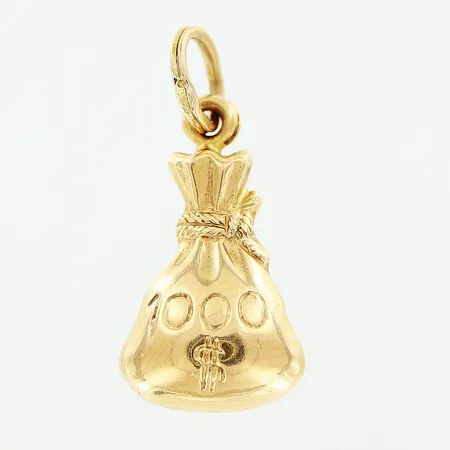 Hänge, pengasäck, 22x9,5mm, 18K. Vikt: 1,1 g