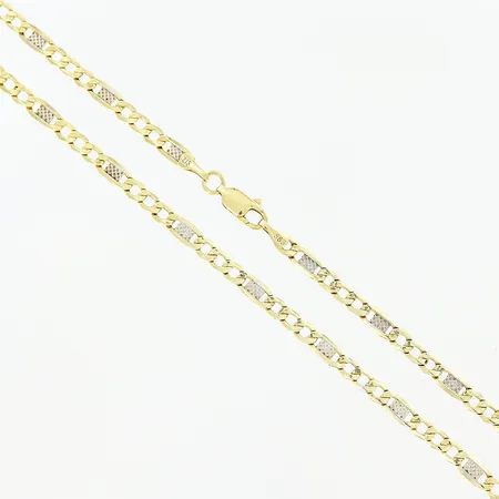 Kedja, Figaro,  gulguld/vitguld, 51cm, bredd 3,5mm, smärre skevheter, 14K. Vikt: 5,2 g