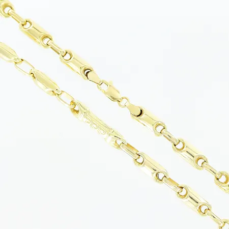 Kedja, 58cm, bredd 1,5-5mm, 14K. Vikt: 22,7 g