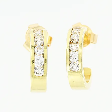 Ett par örhängen 13x3mm, vita stenar, 18K Vikt: 4,1 g