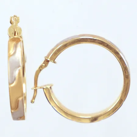 Ett par örhängen tvåfärgade Creoler, Ø 26mm, bredd 4mm, 18K  Vikt: 3,3 g