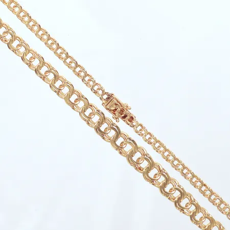 Collier doserad Bismarck,  Nse Guldvaror Nils-Eric Södermark Köping, år 1964, längd 47cm, bredd 4-7,8mm, 18K Vikt: 21,2 g