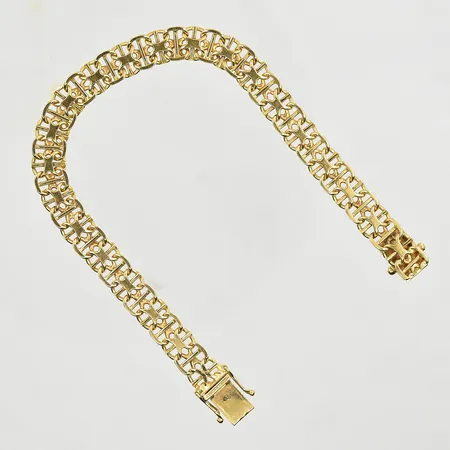 Armband X-länk med stav, längd 19 cm, bredd 7 mm, 18K. Vikt: 17,7 g