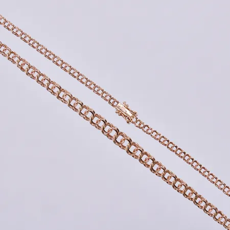 Collier bismarck, doserad, längd: ca 50cm, bredd: ca 3-6mm, GHA, 18K Vikt: 12,3 g