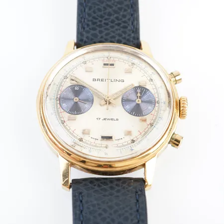 1 Herrur, Breitling, manuell med kronograf, ref: 9122, nr:1389978, valjoux 7733, doublé/stål, läderband, inga tillbehör, tidtagningen fungerar ej Vikt: 0 g