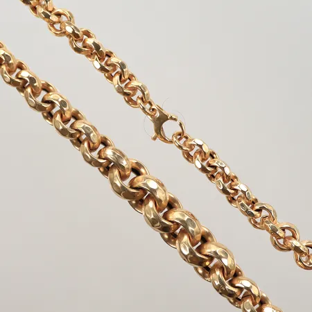 Halskedja doserad, längd 44,5cm, bredd 5-10mm, 14K Vikt: 18,1 g