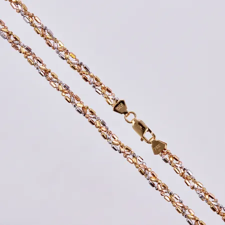 Kedja längd ca 41,5cm, bredd ca 4mm, vg/gg/rg, 18K Vikt: 12,1 g
