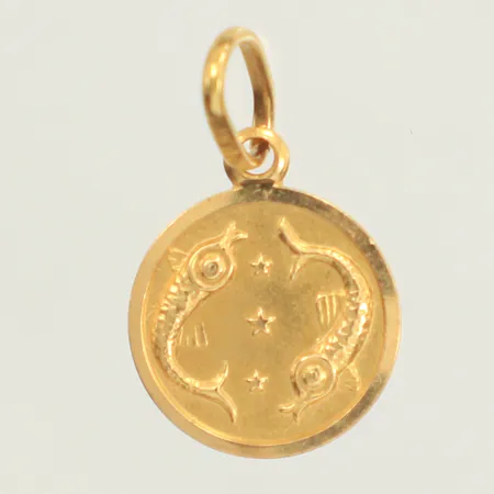 Hänge fiskarna, längd 20,5mm inklusive ögla, bredd 12mm, 18K  Vikt: 1,6 g