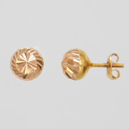 Ett par örhängen, Ø 8mm, skruv stift, 14K  Vikt: 1,6 g