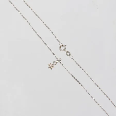 Kedja Pansar, längd ca 42,5cm, bredd 1mm, Hänge med åttakantslipad diamant 1 x ca 0,01ct, längd 12mm inkl ögla, bredd 5mm, vitguld, 18K Vikt: 2,7 g