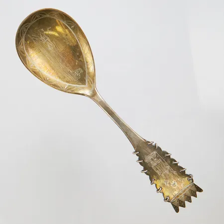 Serveringssked, samesmide, längd:174mm, Per August Öhmans Eftr, Lycksele 1926, silver 830/1000. Vikt: 39 g