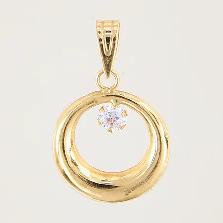 Hänge med vit sten, 19x12mm, GHA, 18K Vikt: 0,4 g