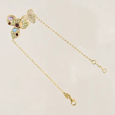 Armband med dekor samt färgstenar, ställbar längd 19/20cm, bredd 1,5-21mm, Italy, 18K  Vikt: 4,2 g