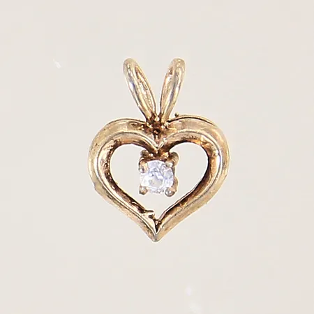 Hänge, hjärta, med vit sten, 11x8,5mm, silver 835/1000 Vikt: 0,4 g
