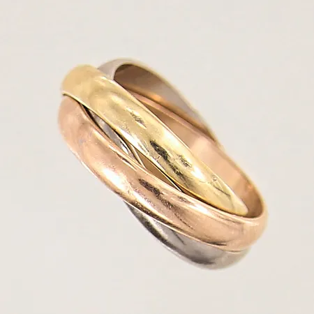 Ring trefärgad, stl 18, bredd 3,5mm, 18K Vikt: 8,9 g