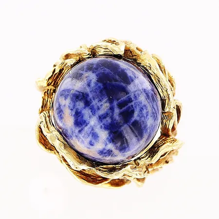 Ring, Gilbert Albert, genombruten dekor, utbytbara stenar, 3st kulor i Sodalit, Tigeröga och Hematit, stl 16, bredd 3,5-21mm, höjd på infattning 9-10,5mm, 18K Vikt: 10,9 g
