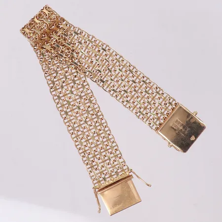 Armband, X-länk, längd 19,5cm, bredd 17,4mm, 18K   Vikt: 30,8 g