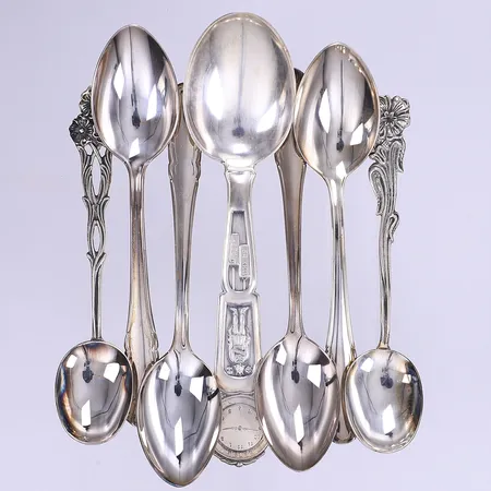 7 teskedar, 830/1000 silver,  Vikt: 122,8 g