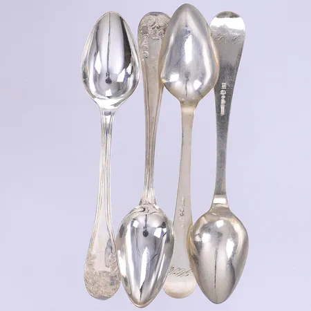 4 Teskedar, 830/1000 silver, Vikt: 38,6 g