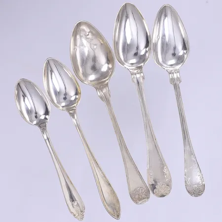 5 Teskedar, buckliga, 830/1000 silver Vikt: 62,6 g